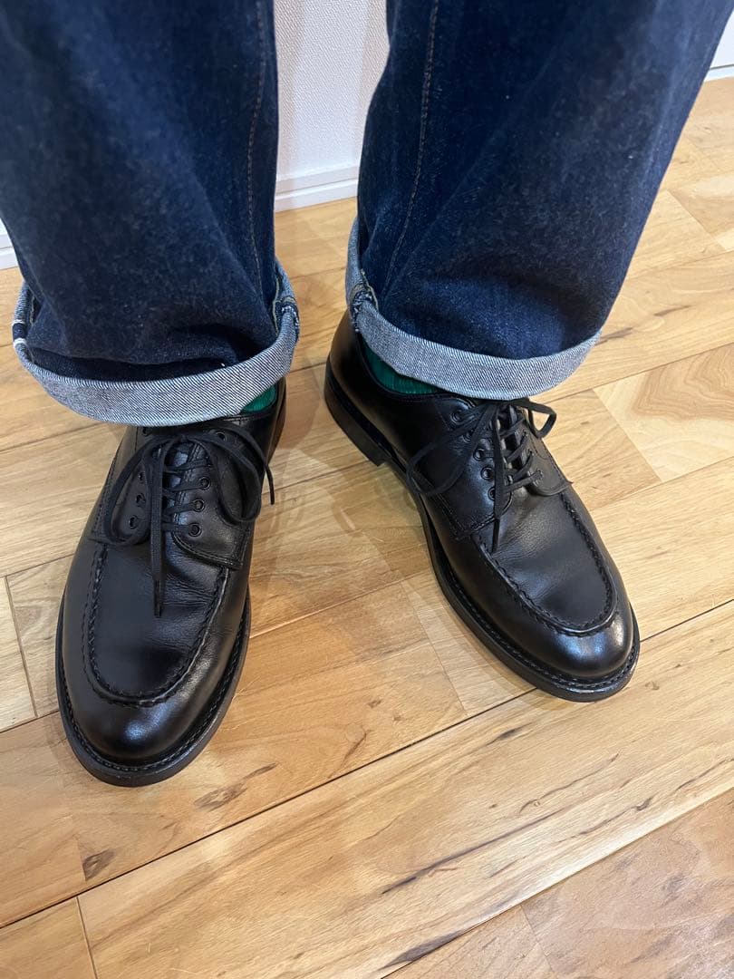 ウィールローブ、WHEELROVE黒 レザー シューズ25.5