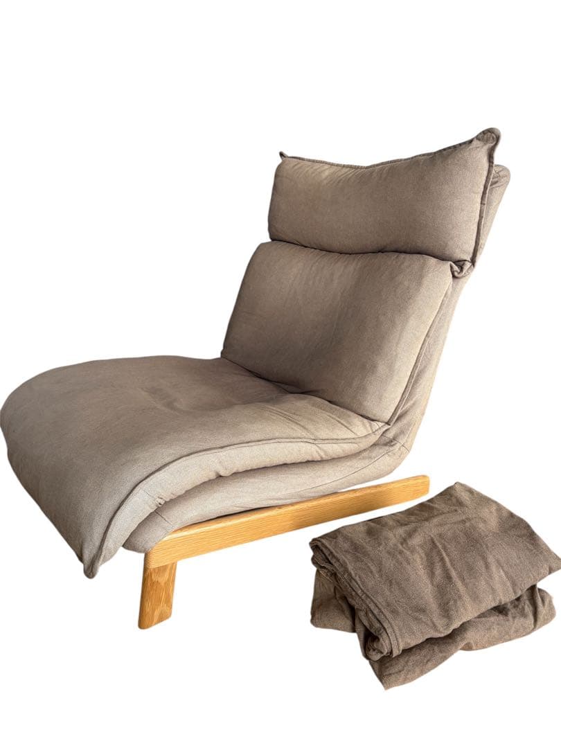 無印良品 ハイバック リクライニングソファ 本体 １シーター 麻綿平織カバー×2