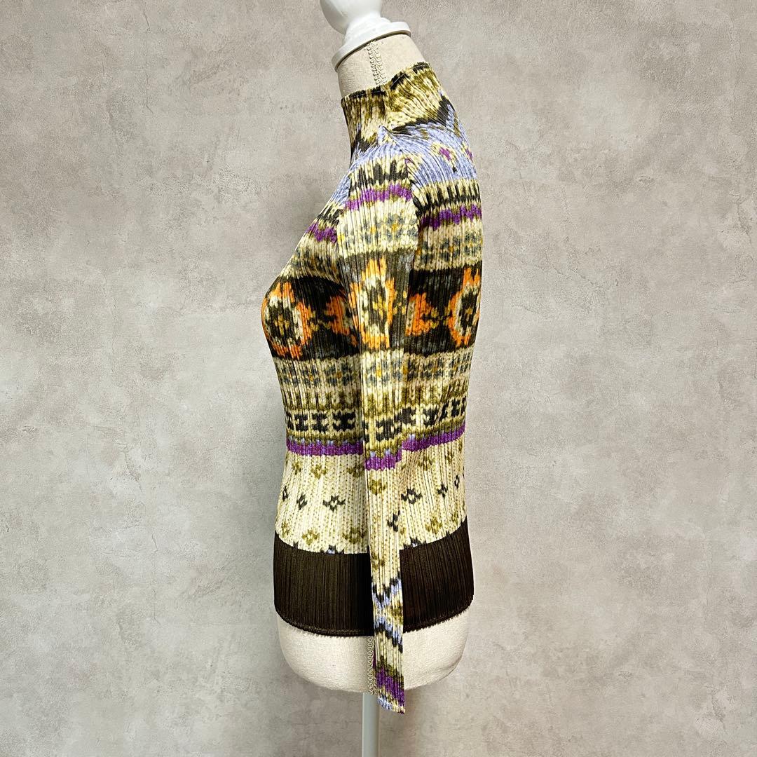 極美品★プリーツプリーズ　PLEATS PLEASE ノルディック柄トップス