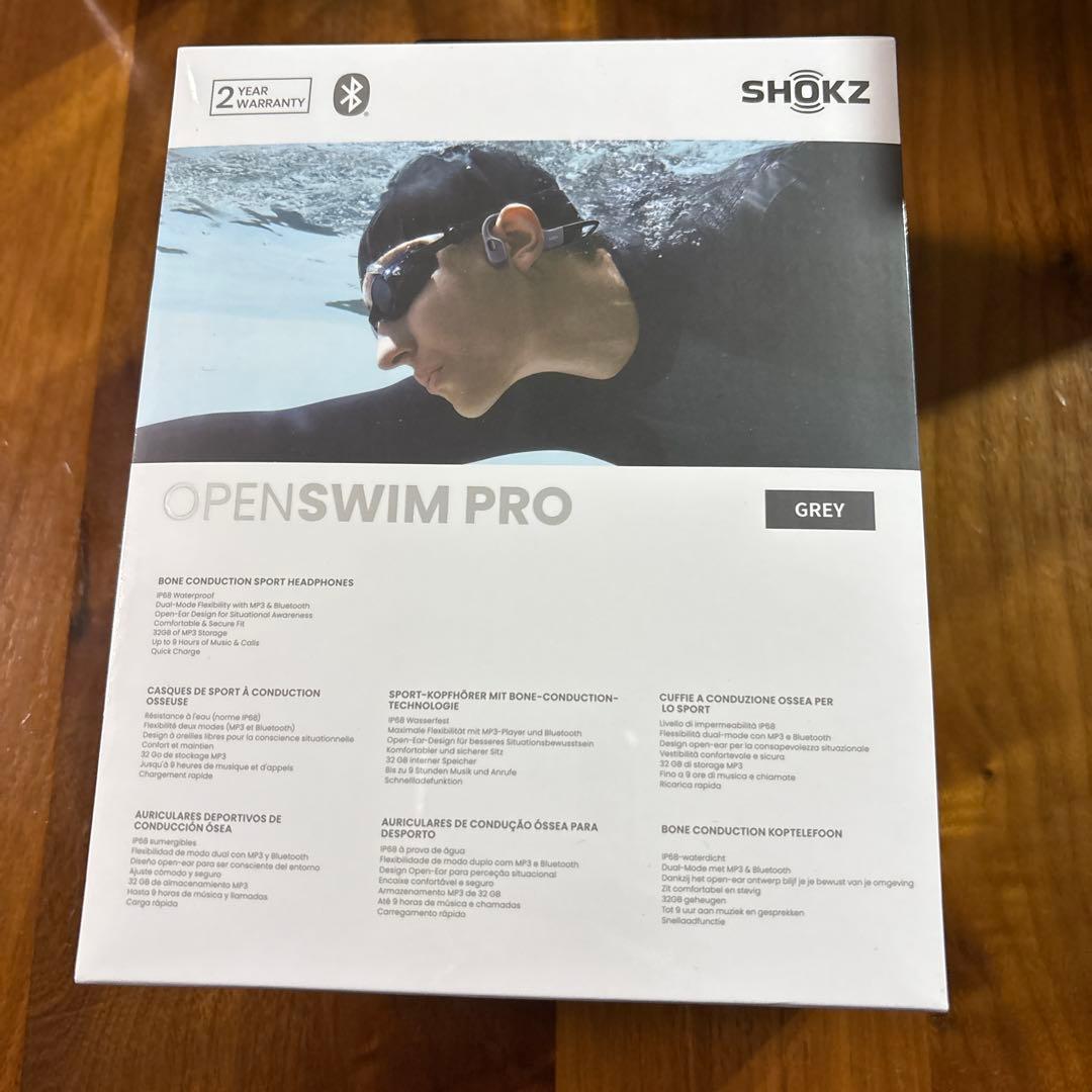 【新品、未開封品】SHOKZ OPEN SWIM PRO 骨伝導イヤホン グレー