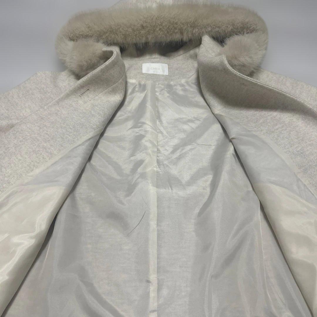 chico ファー襟ケープコート アイボリー