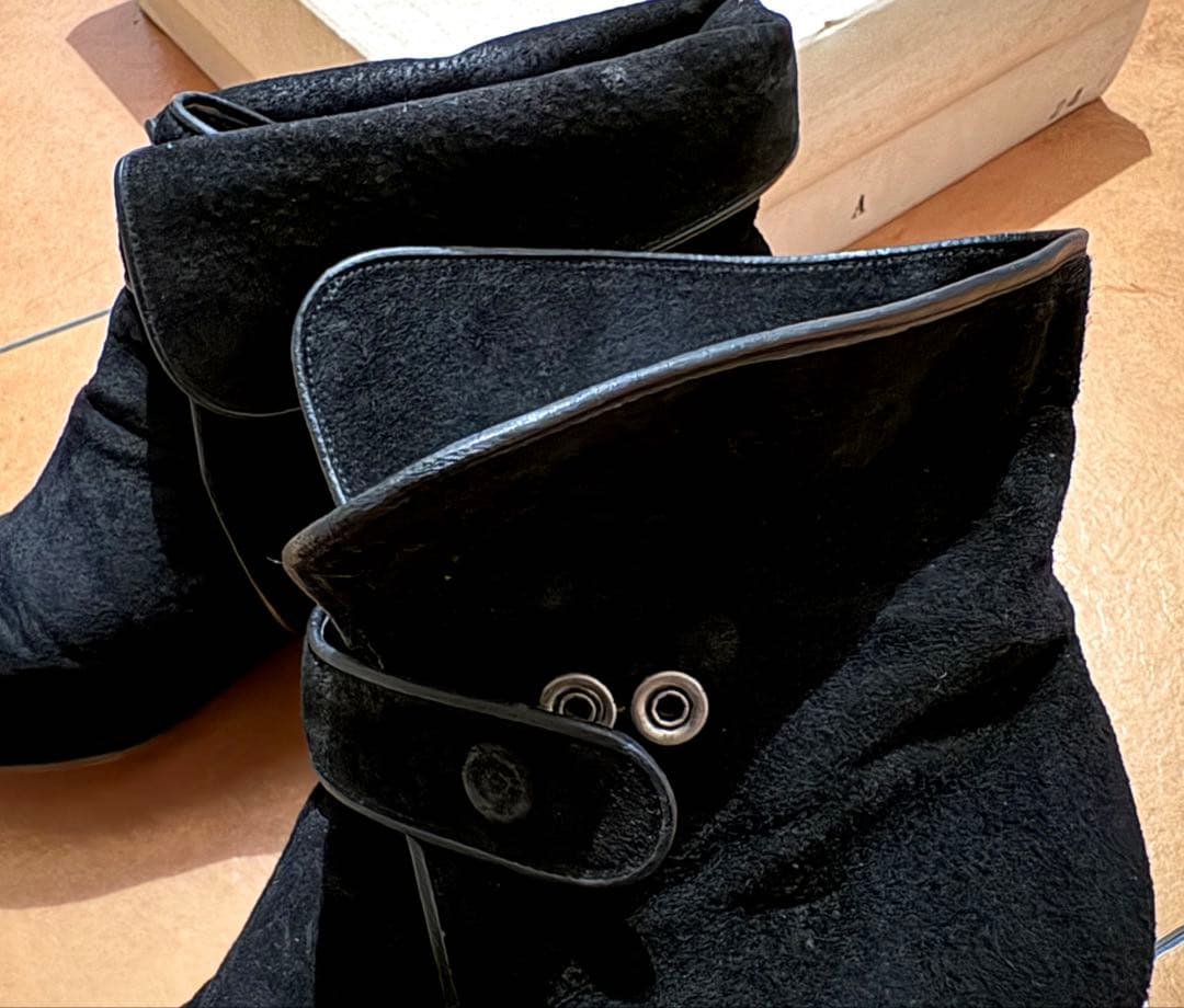 コムデギャルソンビンテージ、スウェードショートブーツ、黒、希少