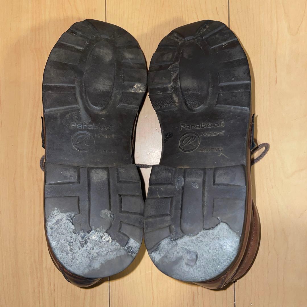 フランス製【パラブーツ】ヴィンテージでかタグ ミドルカットモカシンレザーシューズ