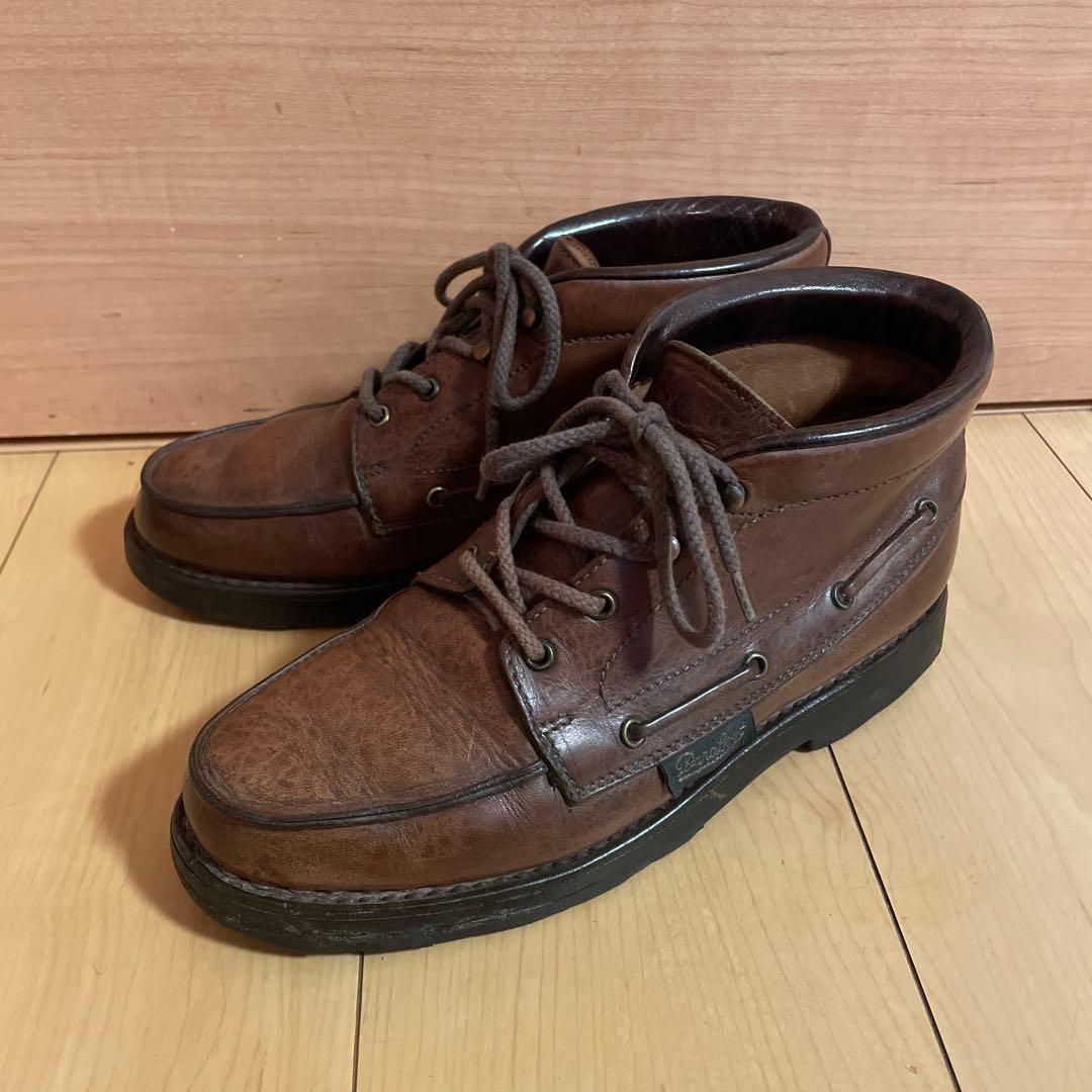 フランス製【パラブーツ】ヴィンテージでかタグ ミドルカットモカシンレザーシューズ