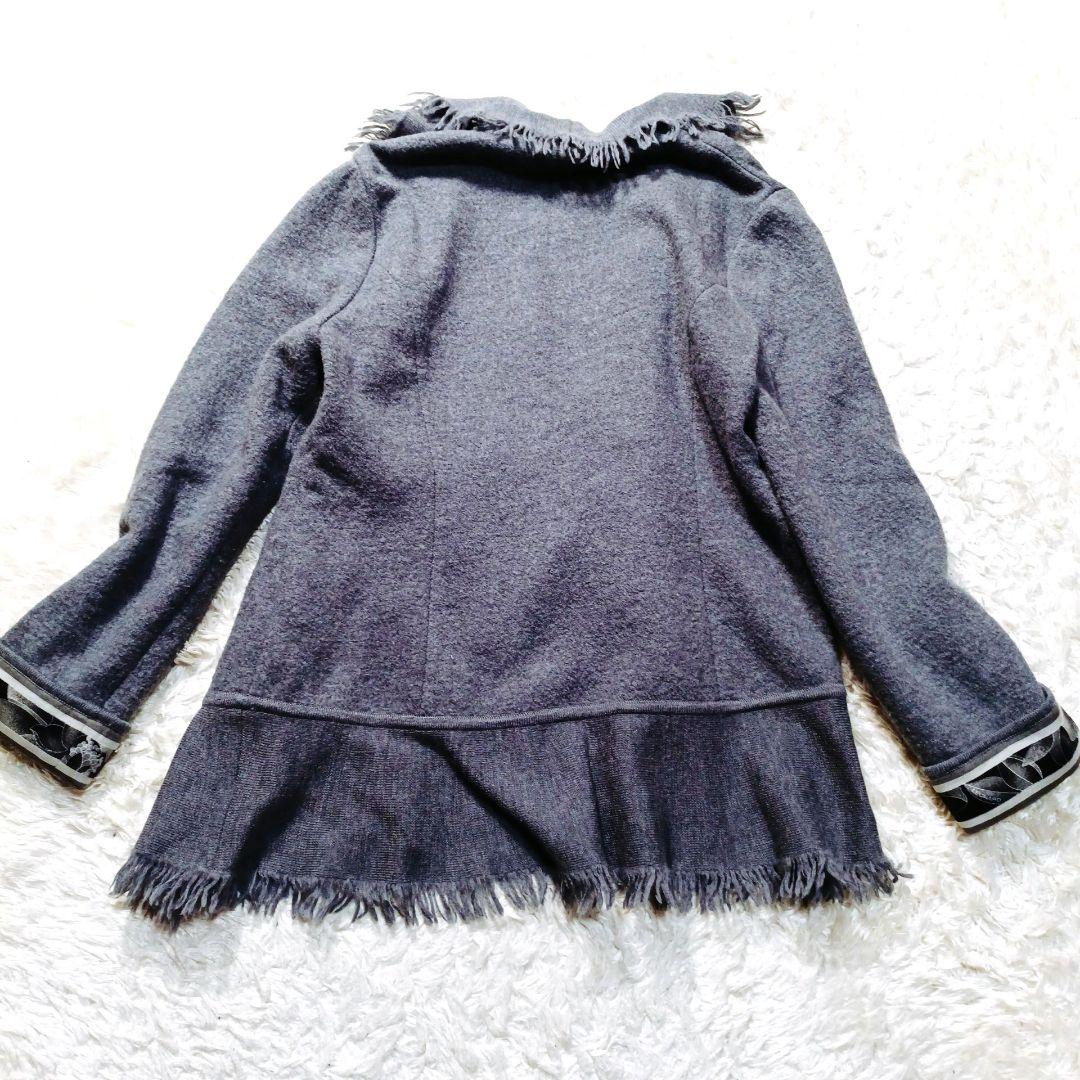 LEONARD レオナール レディース ウールジャケット フリンジ 40サイズ