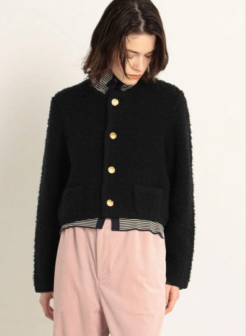 トゥモローランド　ムートンクルーネックカーディガン