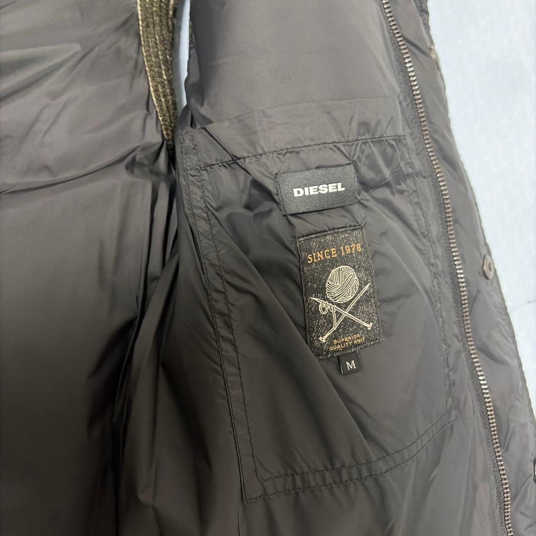 DIESEL ケーブル編みニットベスト M ブラック/ベージュ