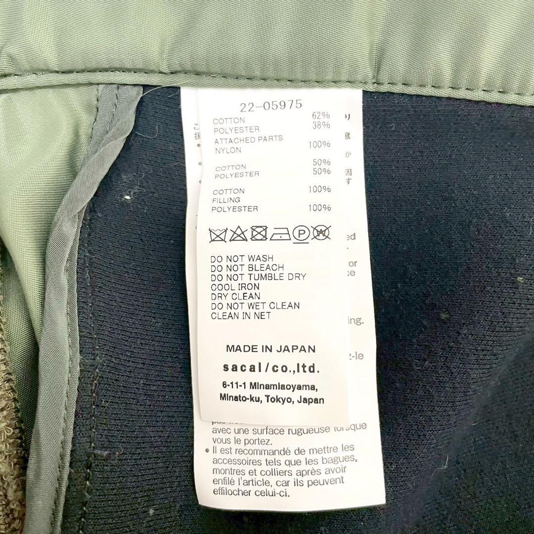 人気✨ sacai ma-1 22ss ドッキング スウェット プルオーバー