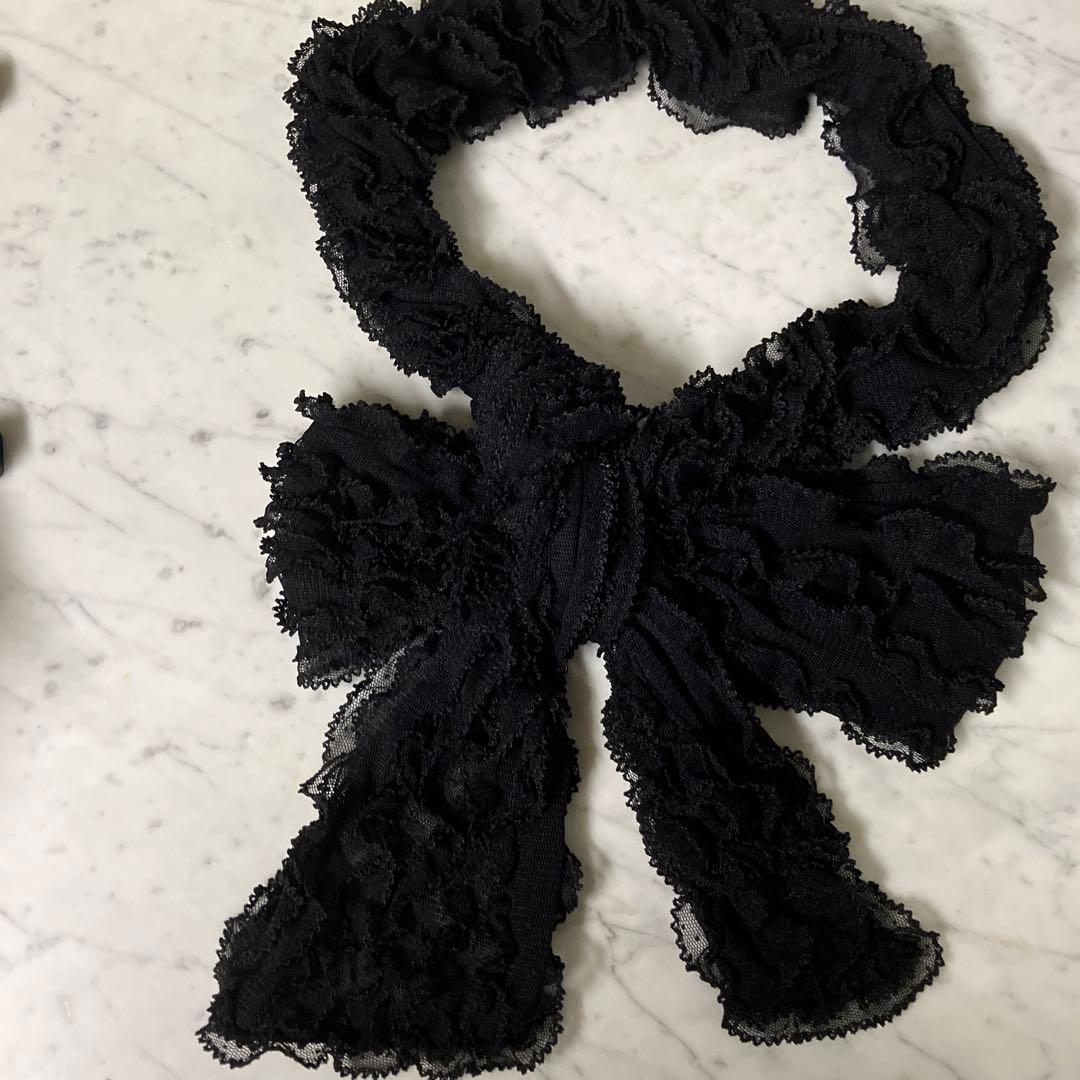 カネコイサオサッシュベルト黒ポルカドットチュールレースピンクハウス