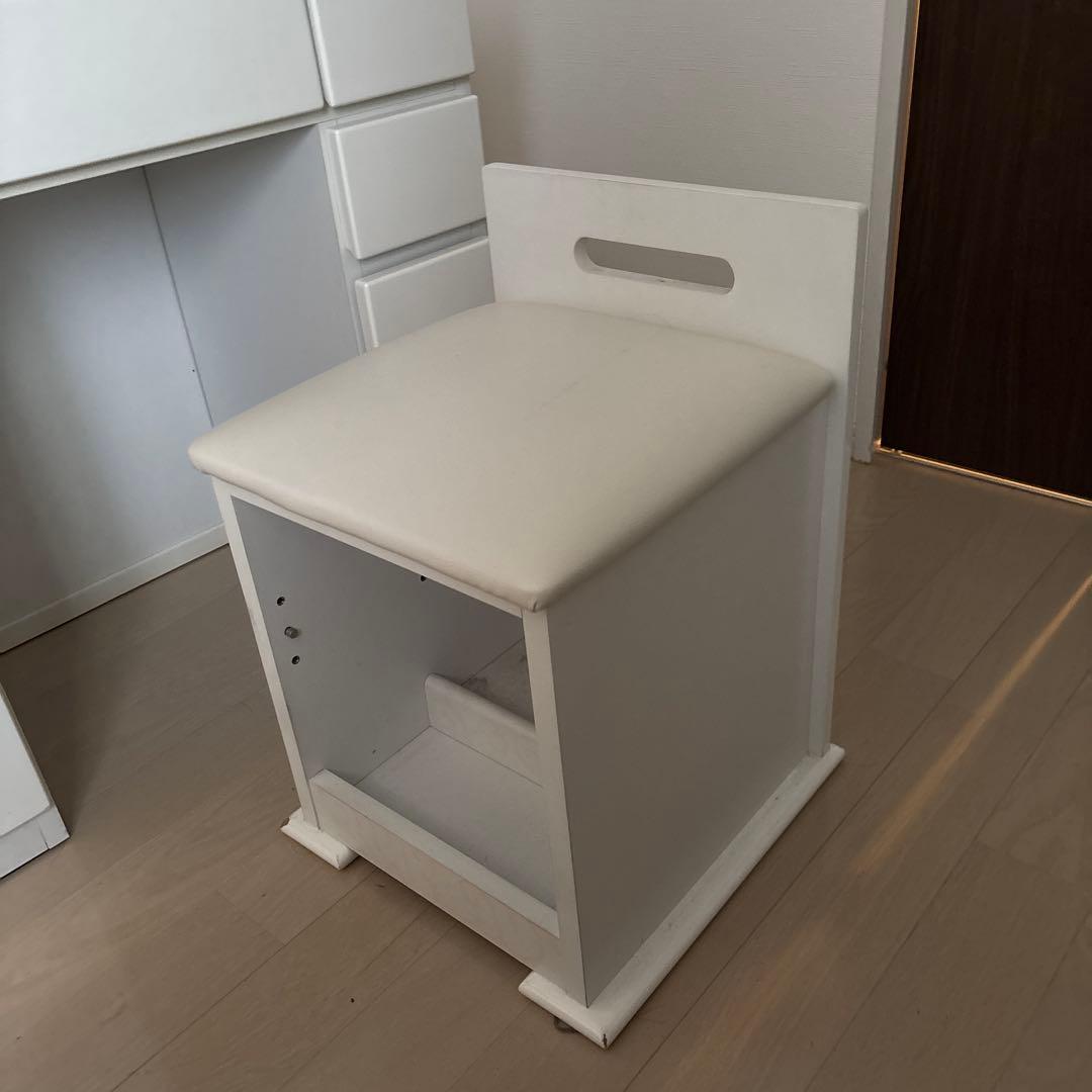 ホワイト ドレッサー・鏡台 スツール付き