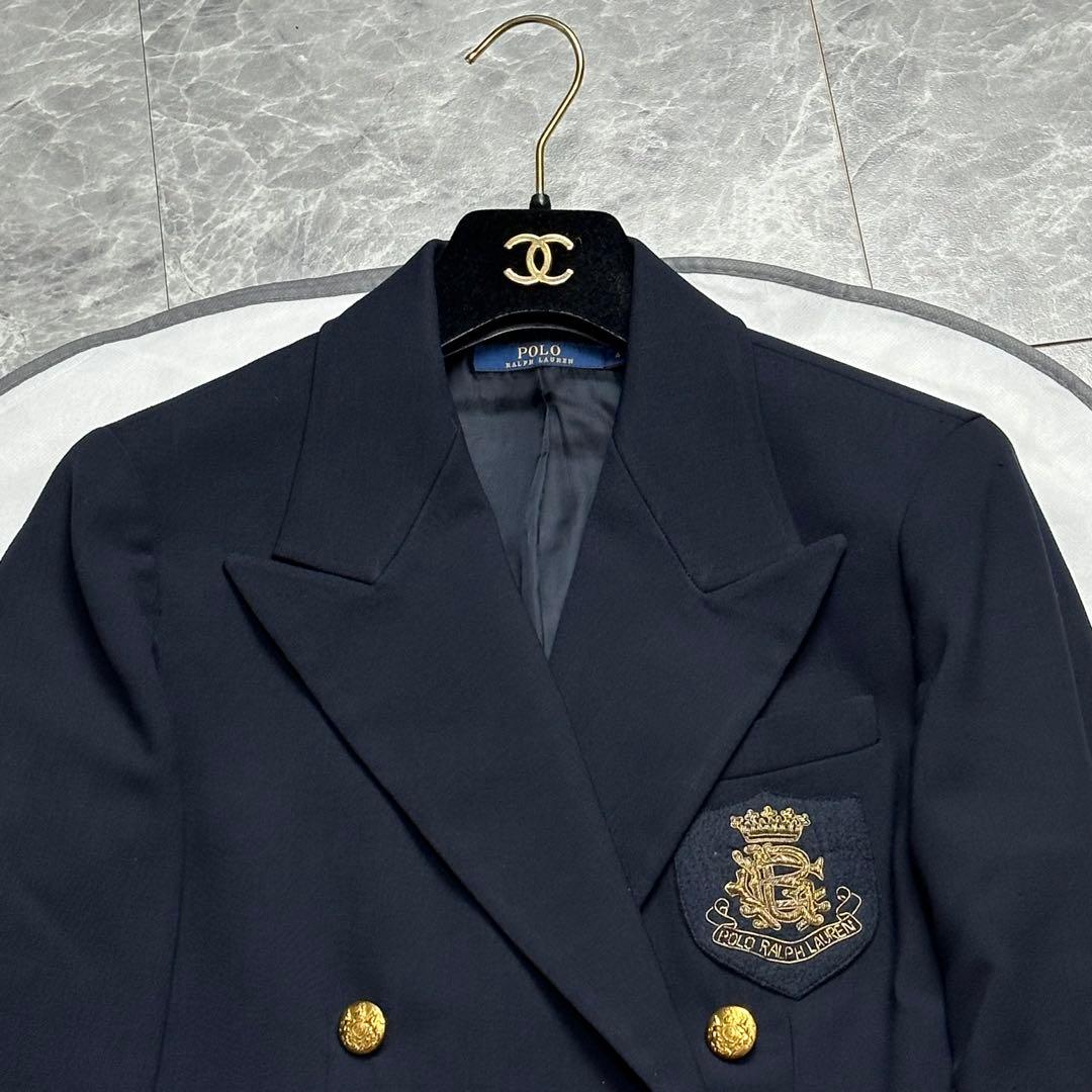 ラルフローレン♡紺ブレ テーラードジャケット 金ボタン　エンブレム　刺繍　L