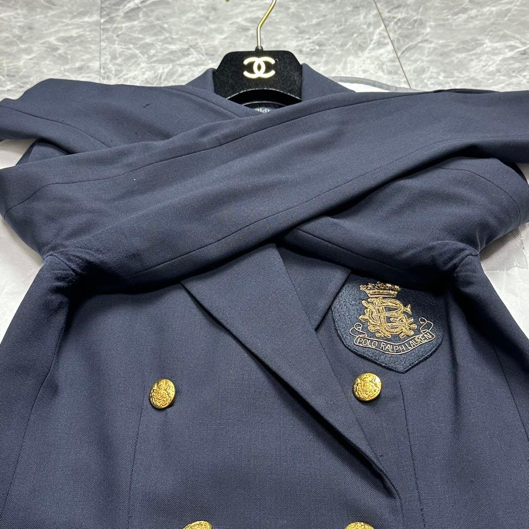 ラルフローレン♡紺ブレ テーラードジャケット 金ボタン　エンブレム　刺繍　L
