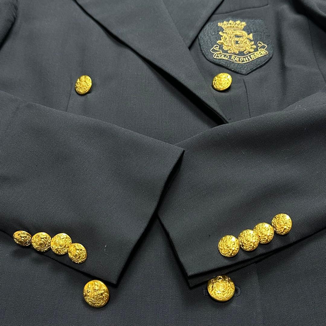 ラルフローレン♡紺ブレ テーラードジャケット 金ボタン　エンブレム　刺繍　L