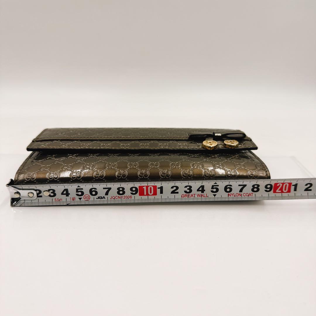 GUCCI グッチ 長財布 マイクロGG パテントレザー リボン 253405