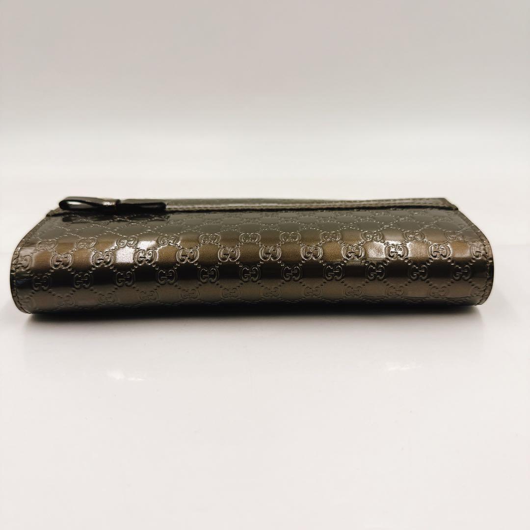 GUCCI グッチ 長財布 マイクロGG パテントレザー リボン 253405