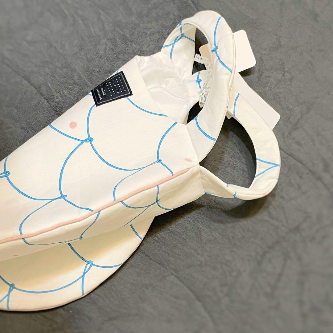 新品未使用　ミナペルホネン　loysa エッグバッグ　ホワイト　リネン　ピンク