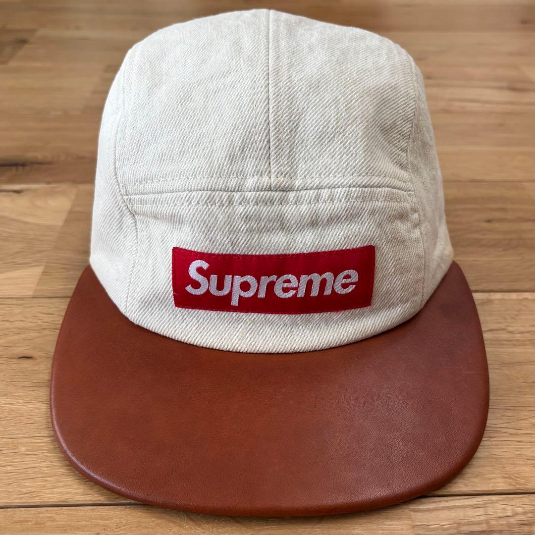 Supreme Denim Leather Visor Camp Cap レザー