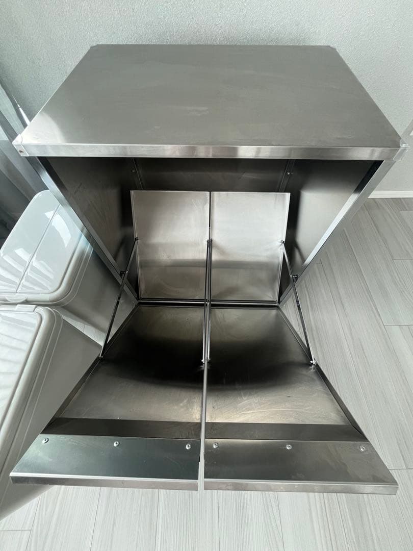 ★最終値下げ★ディノス ステンレス製ダストボックスワゴン 2分別タイプ　ゴミ箱