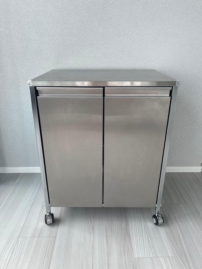 ★最終値下げ★ディノス ステンレス製ダストボックスワゴン 2分別タイプ　ゴミ箱