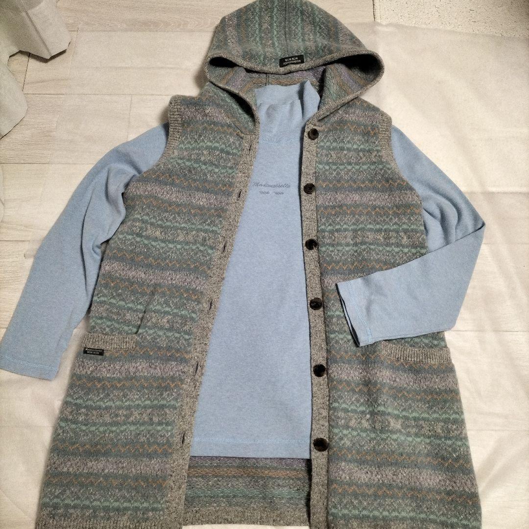 マドモアゼルノンノンフード付きニットベスト