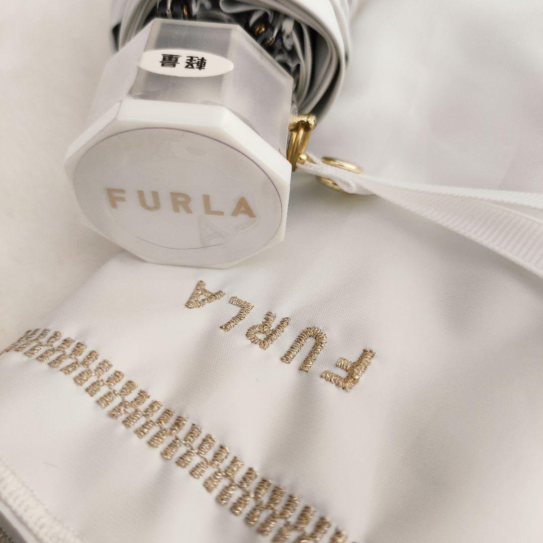 新品 FURLA フルラ 晴雨兼用 刺繍 日傘 一級遮光遮熱 UV 軽量 ギフト