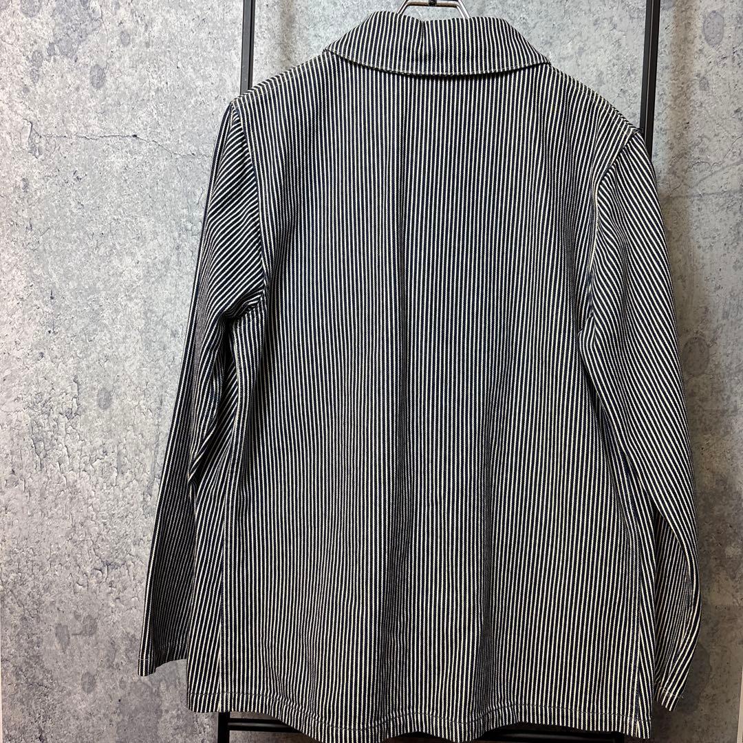 BLUE BLUE 厚手ヒッコリージャケット　リペア加工　ヘチマ襟セーラー