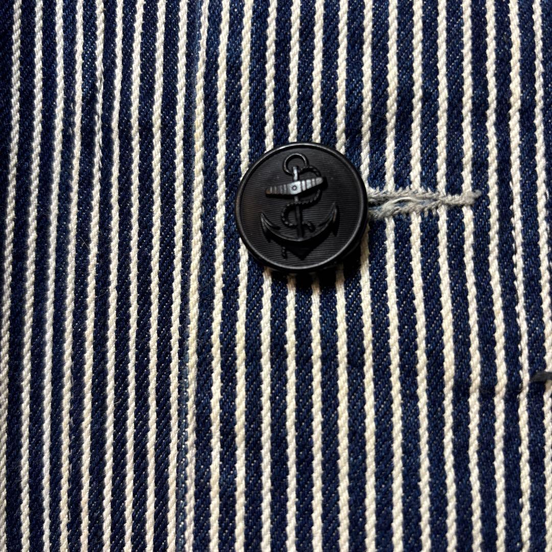 BLUE BLUE 厚手ヒッコリージャケット　リペア加工　ヘチマ襟セーラー