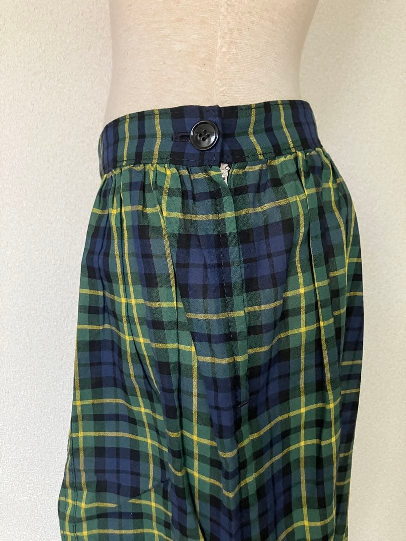 トリコ コムデギャルソン チェック柄サルエルパンツ グリーン