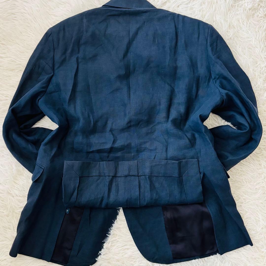 美品✨ポロバイラルフローレン　リネン100%紺ブレM 金のロゴボタン