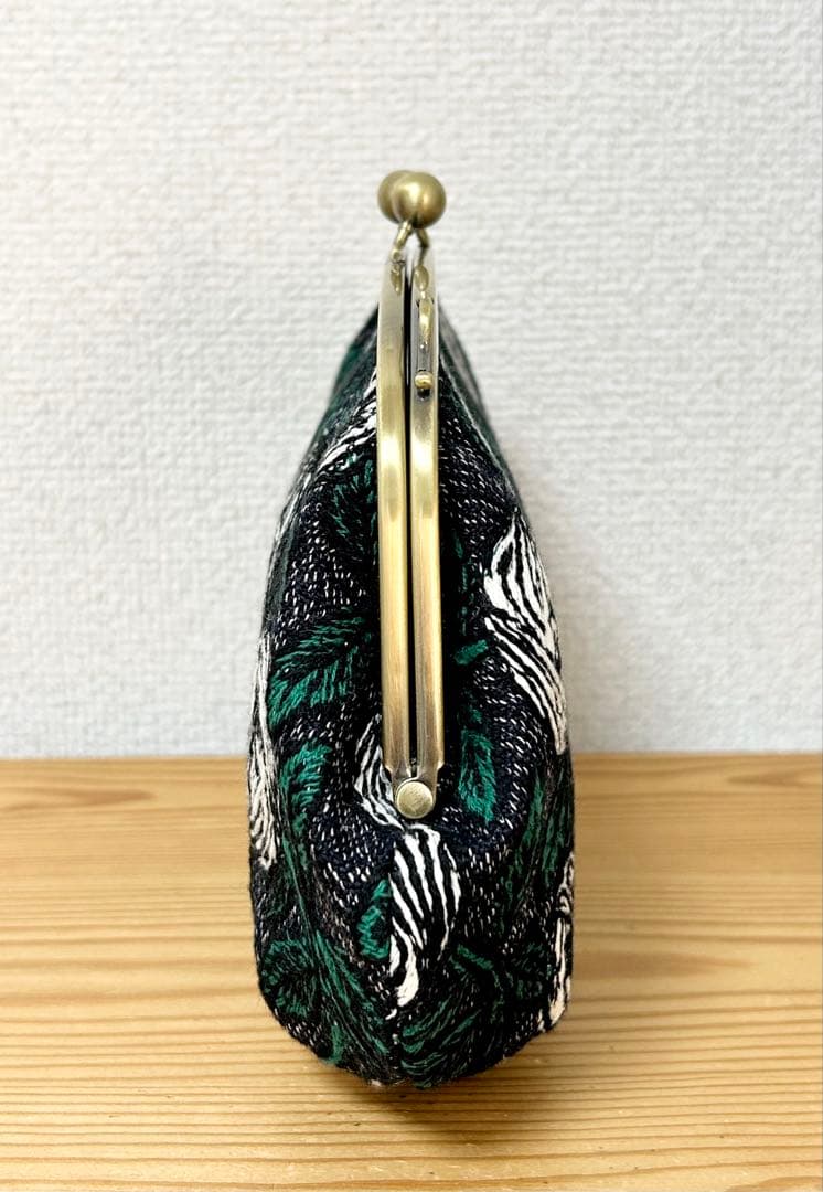 ハンドメイド がま口バッグ ポーチ クラッチ rosy ネイビー　ミナペルホネン