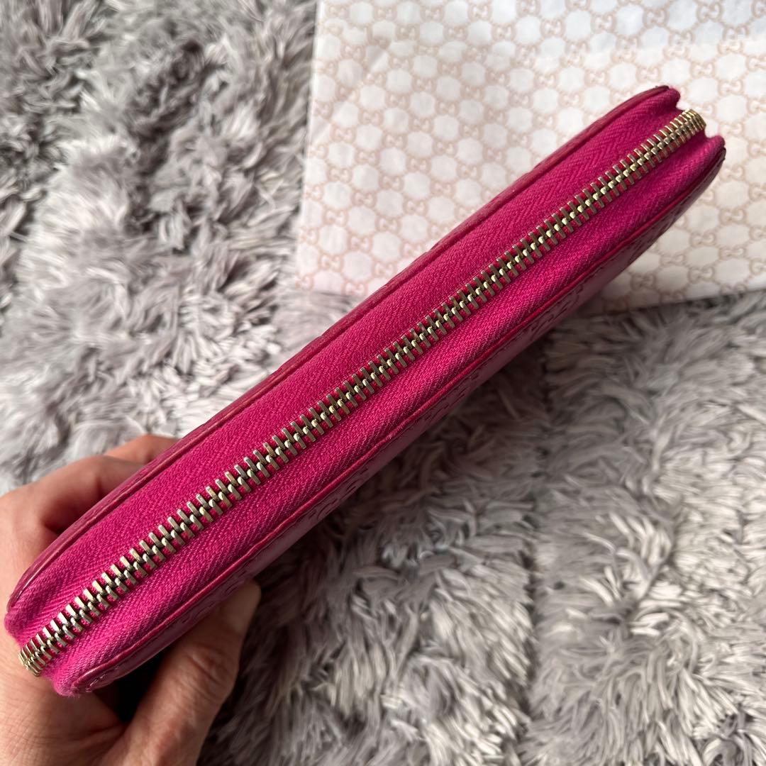 美品✨GUCCI ラウンドファスナー　Wシマ　インターロッキング　パープル