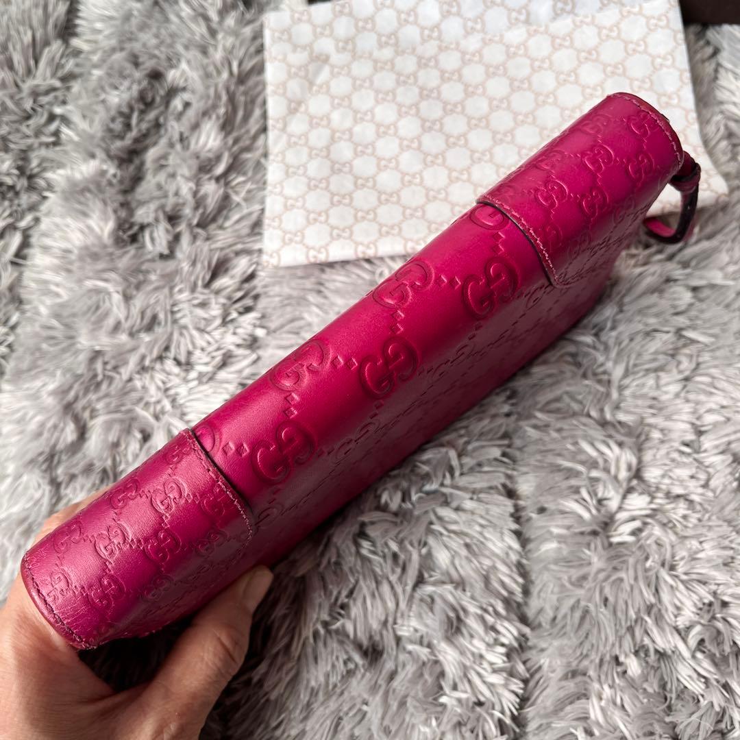 美品✨GUCCI ラウンドファスナー　Wシマ　インターロッキング　パープル