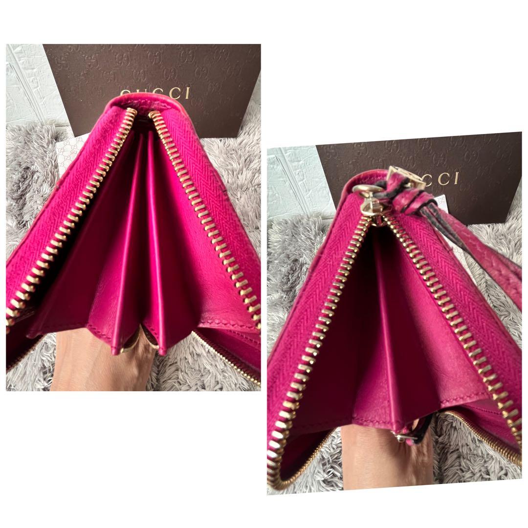 美品✨GUCCI ラウンドファスナー　Wシマ　インターロッキング　パープル