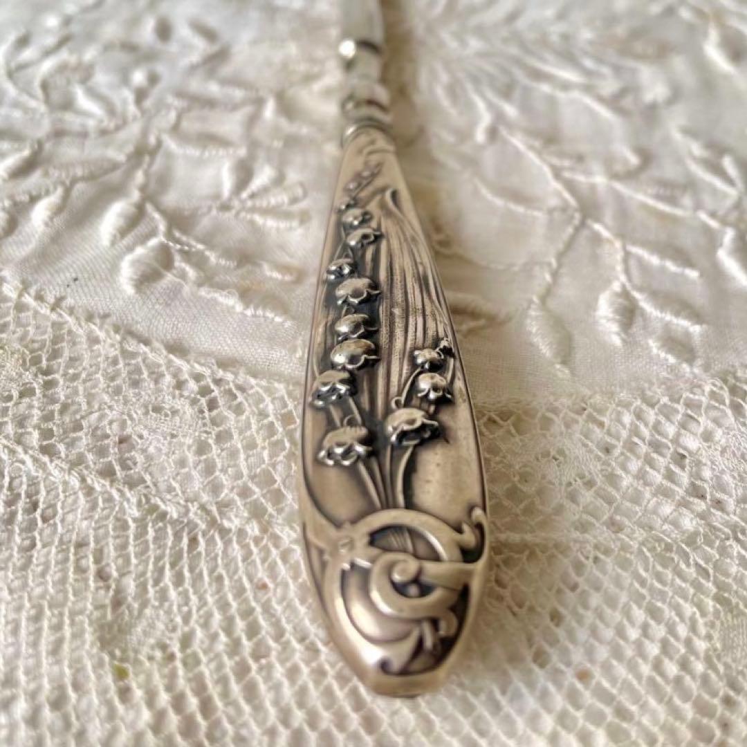 すずらんレリーフレターオープナー&シューボタンフック 2点　フランスアンティーク