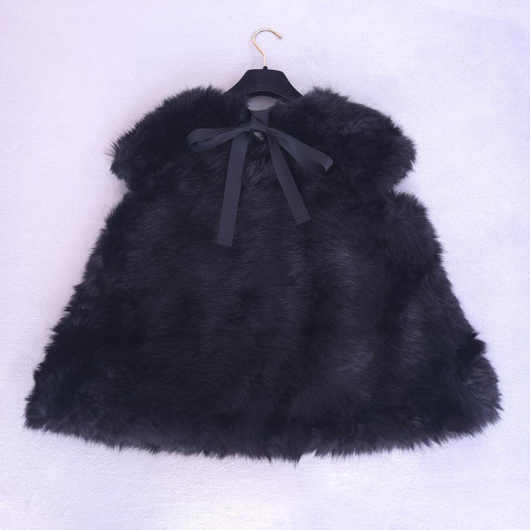 美品 バースデーバッシュ ファーベスト バックリボン ふわふわ可愛い