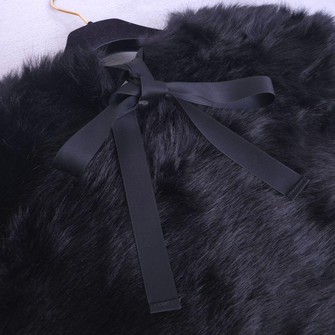 美品 バースデーバッシュ ファーベスト バックリボン ふわふわ可愛い