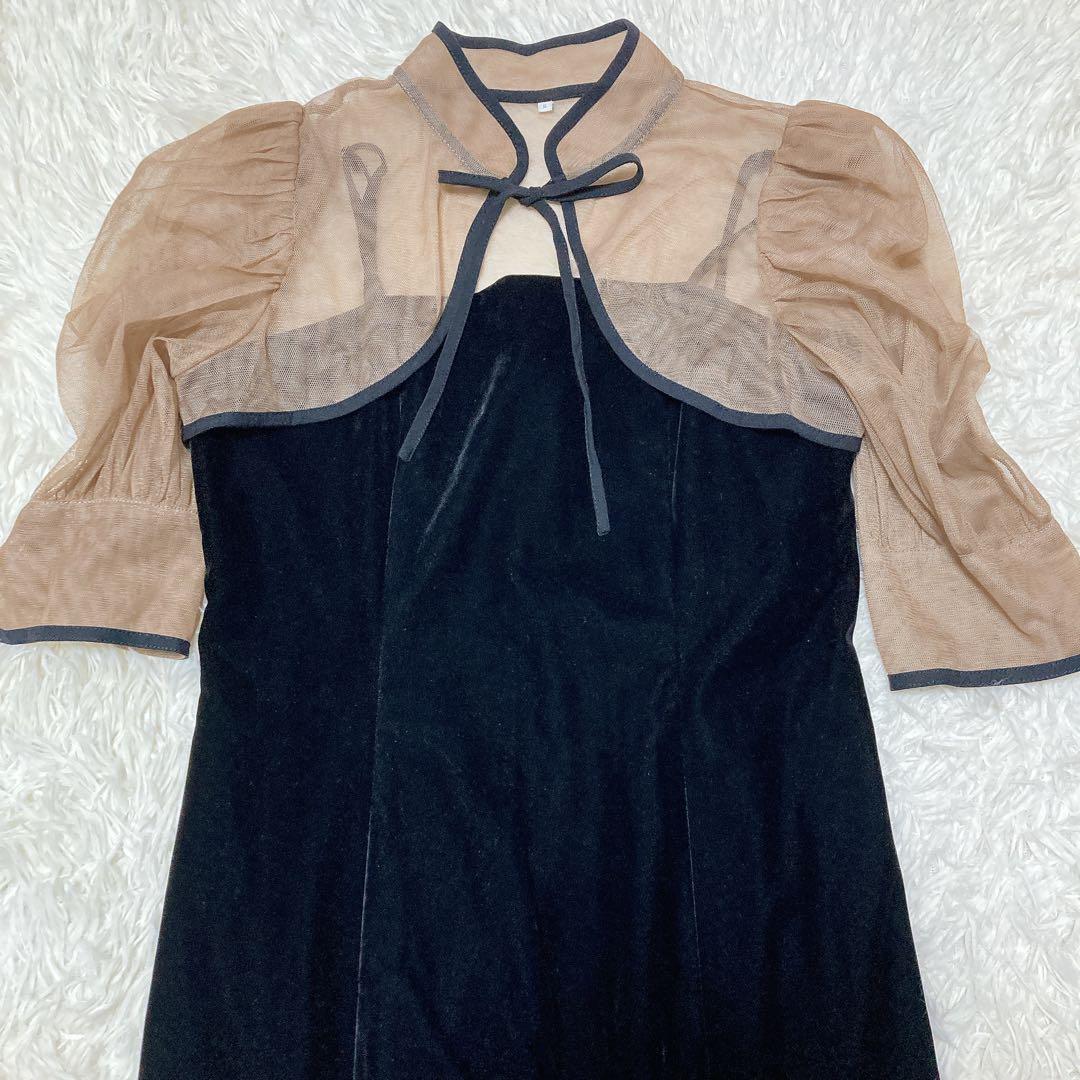 SALE✨レジャ 花柄ボレロマーメイドワンピース セットアップ ブラック S