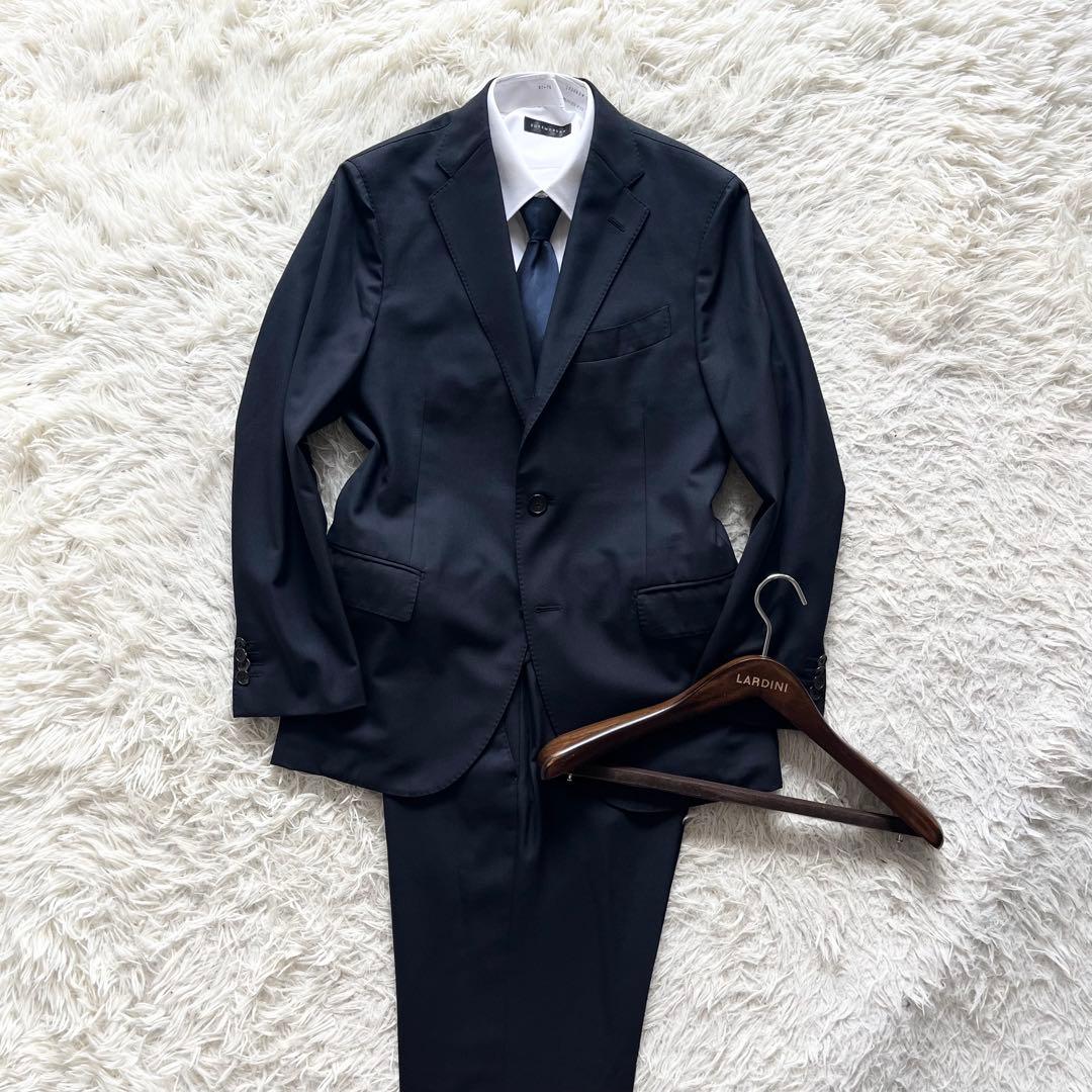 <美品>LARDINI ネイビー ウール スーツ サイズ48