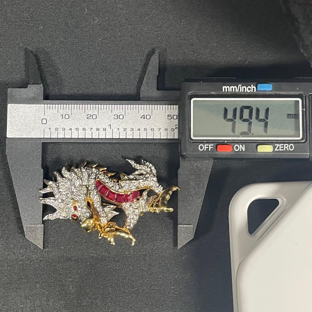 希少　SWAROVSKI　スワロフスキー　ドラゴン　龍　ブローチ　コサージュ