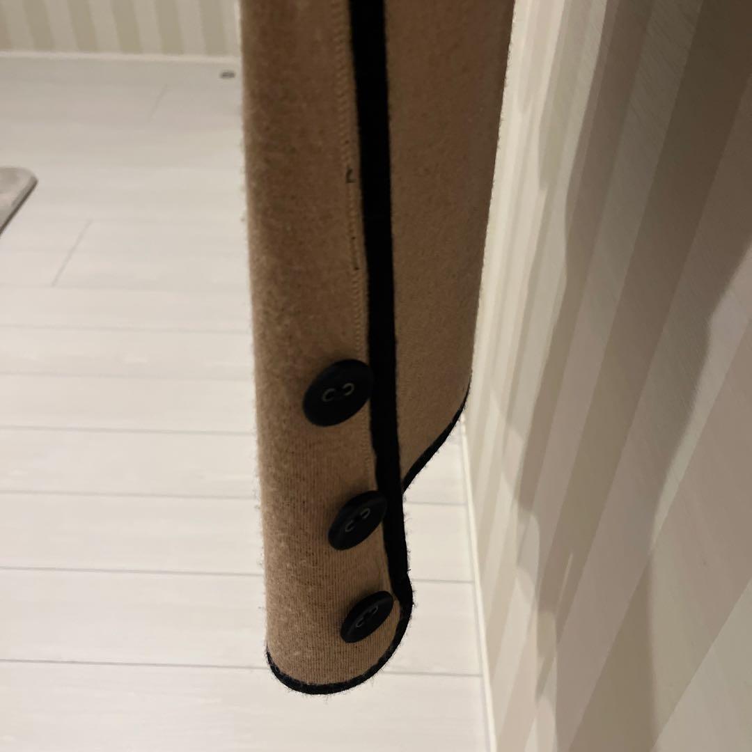 バニラ❣️ ランバン✨ニットコート　 毛100 暖かい　バイカラー