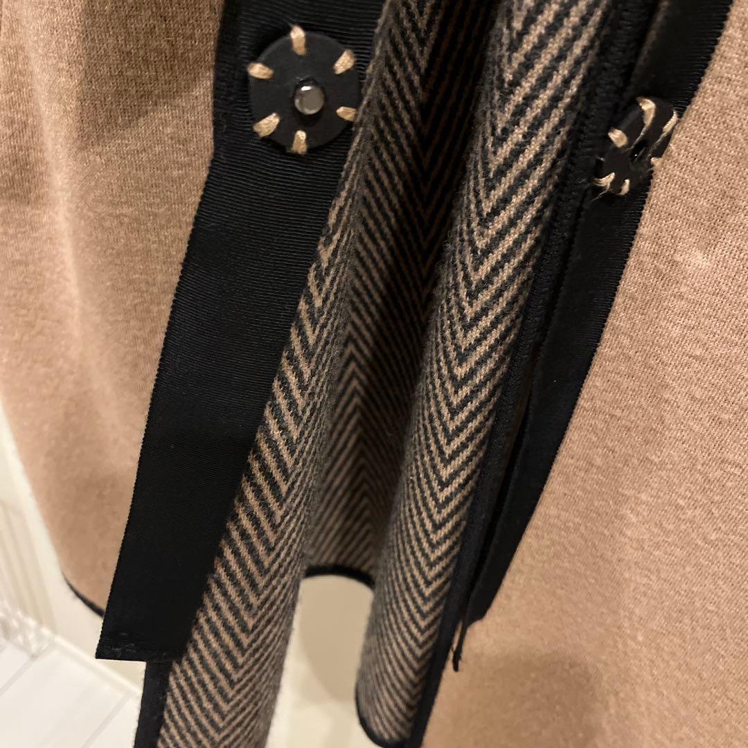 バニラ❣️ ランバン✨ニットコート　 毛100 暖かい　バイカラー