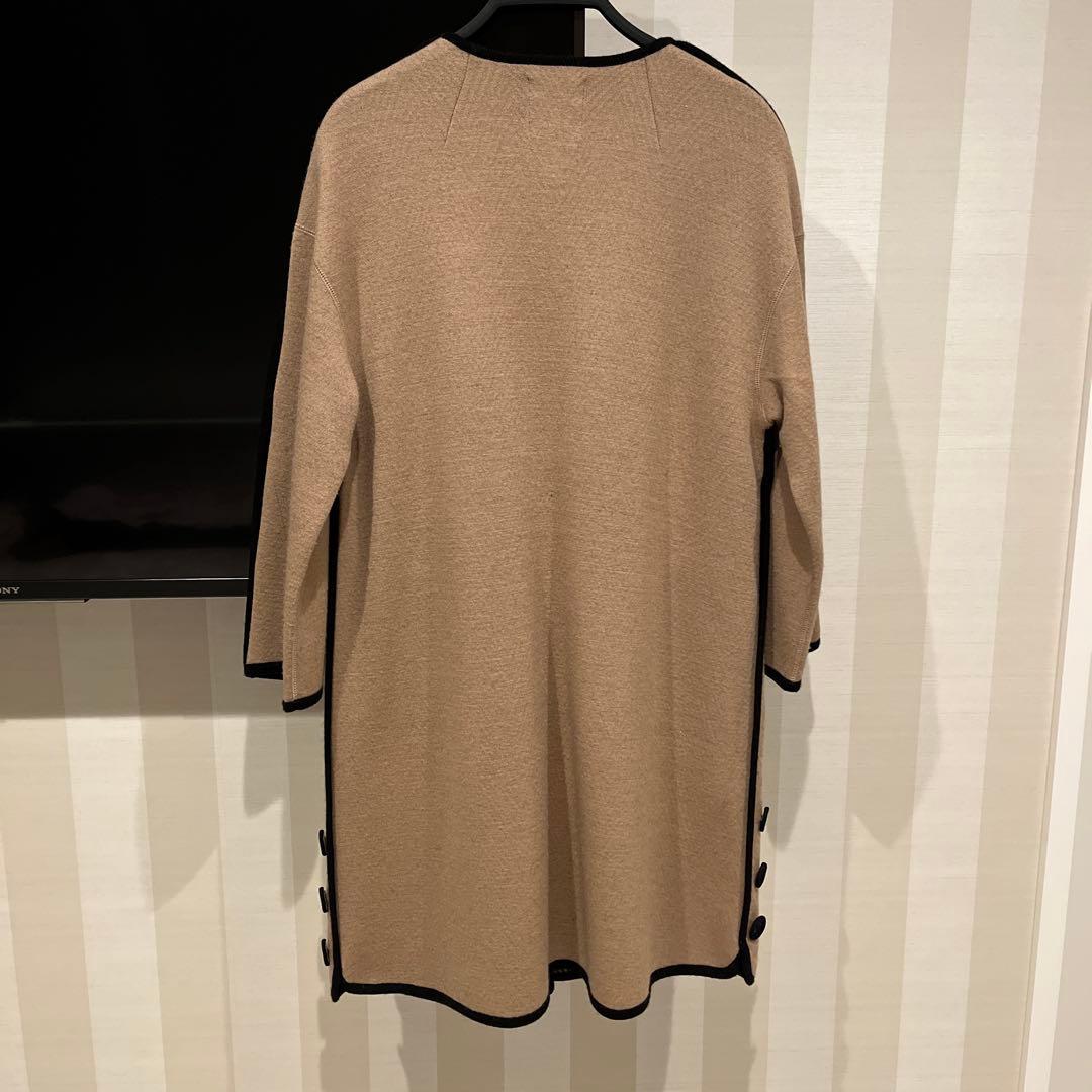 バニラ❣️ ランバン✨ニットコート　 毛100 暖かい　バイカラー