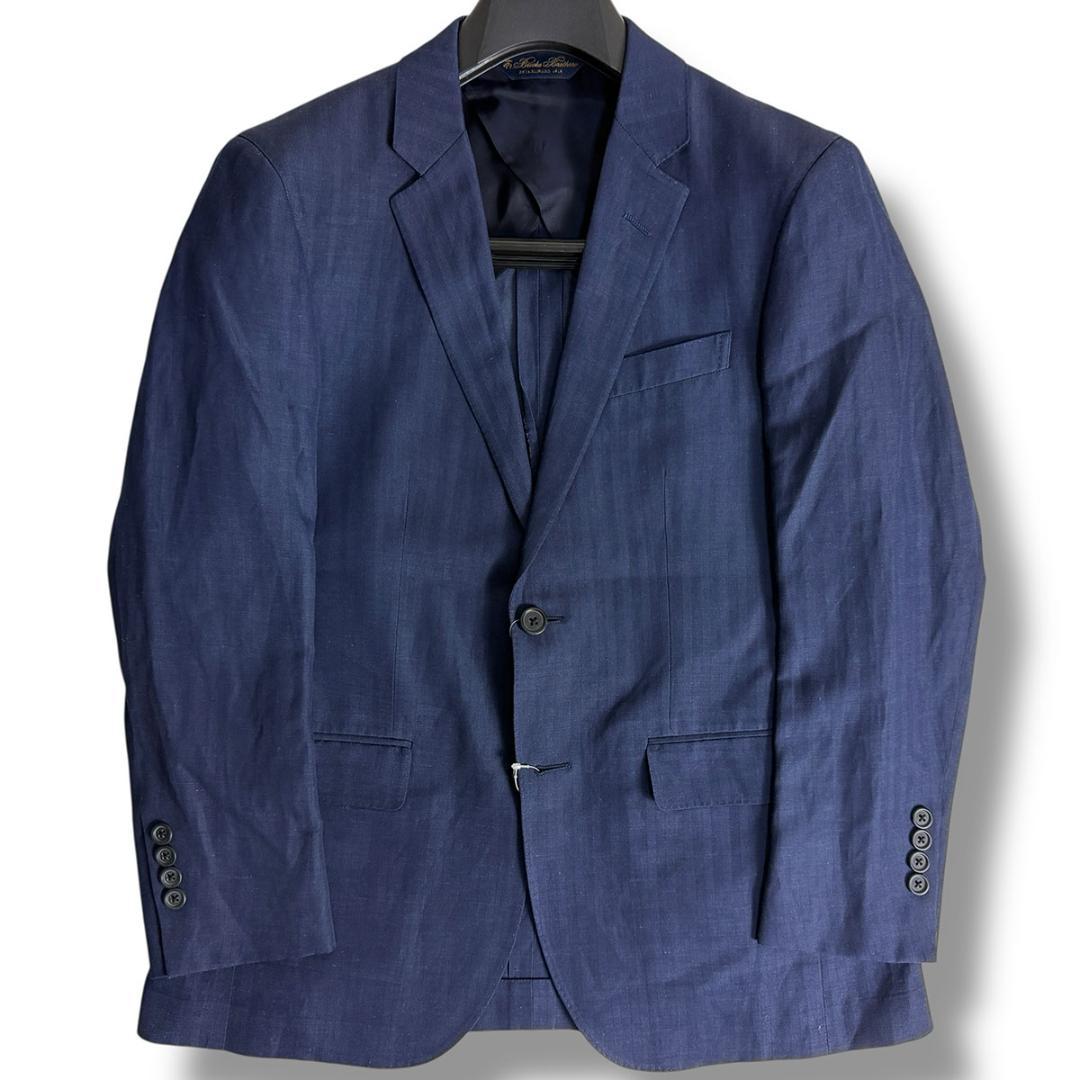 J5241新品ブルックスブラザーズ カノニコ生地リネンヘリンボーン柄スーツ 38