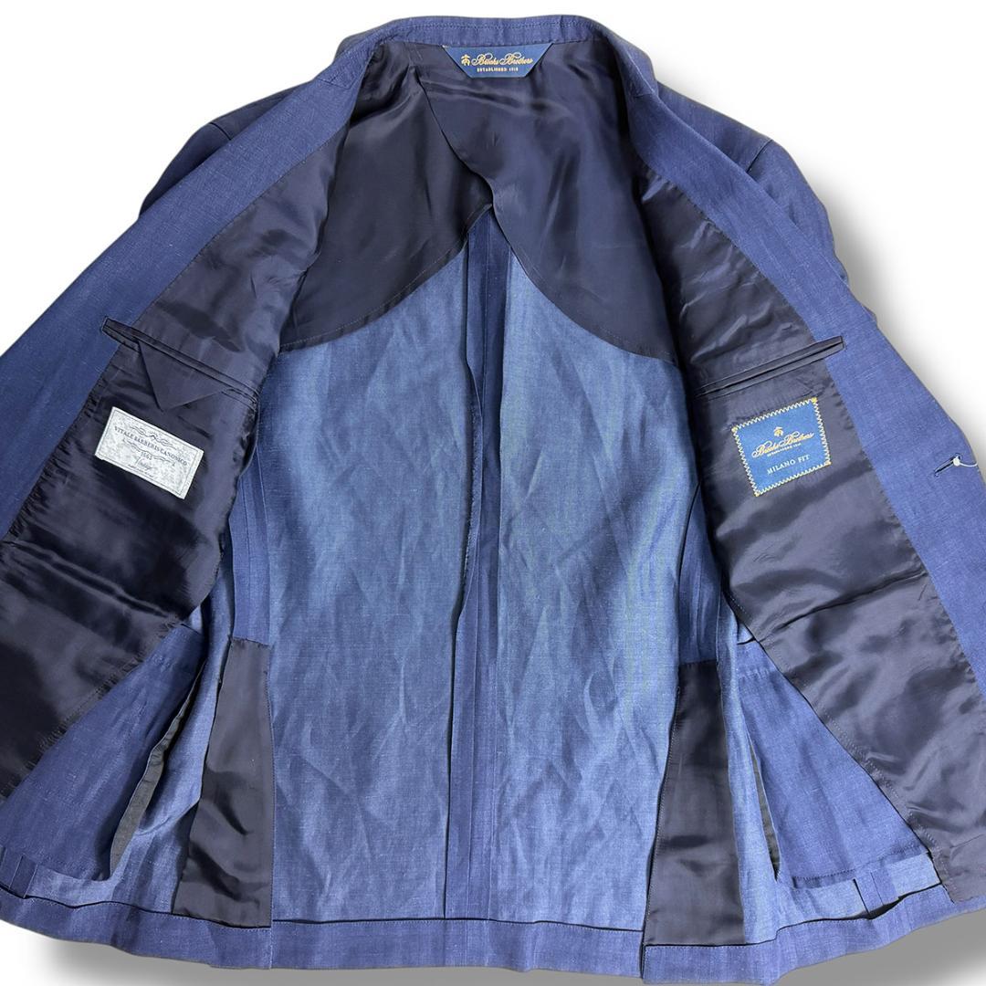 J5241新品ブルックスブラザーズ カノニコ生地リネンヘリンボーン柄スーツ 38