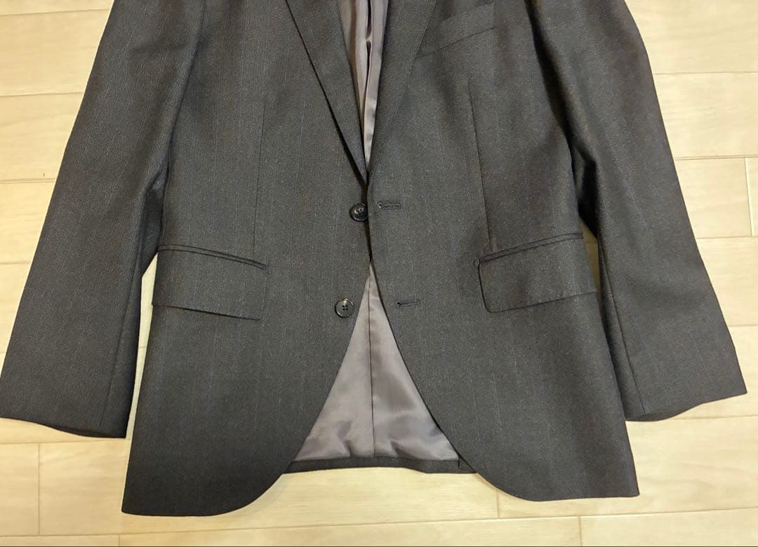 【E.thomas・美品・160-8】サキソニー ブラウン スーツ