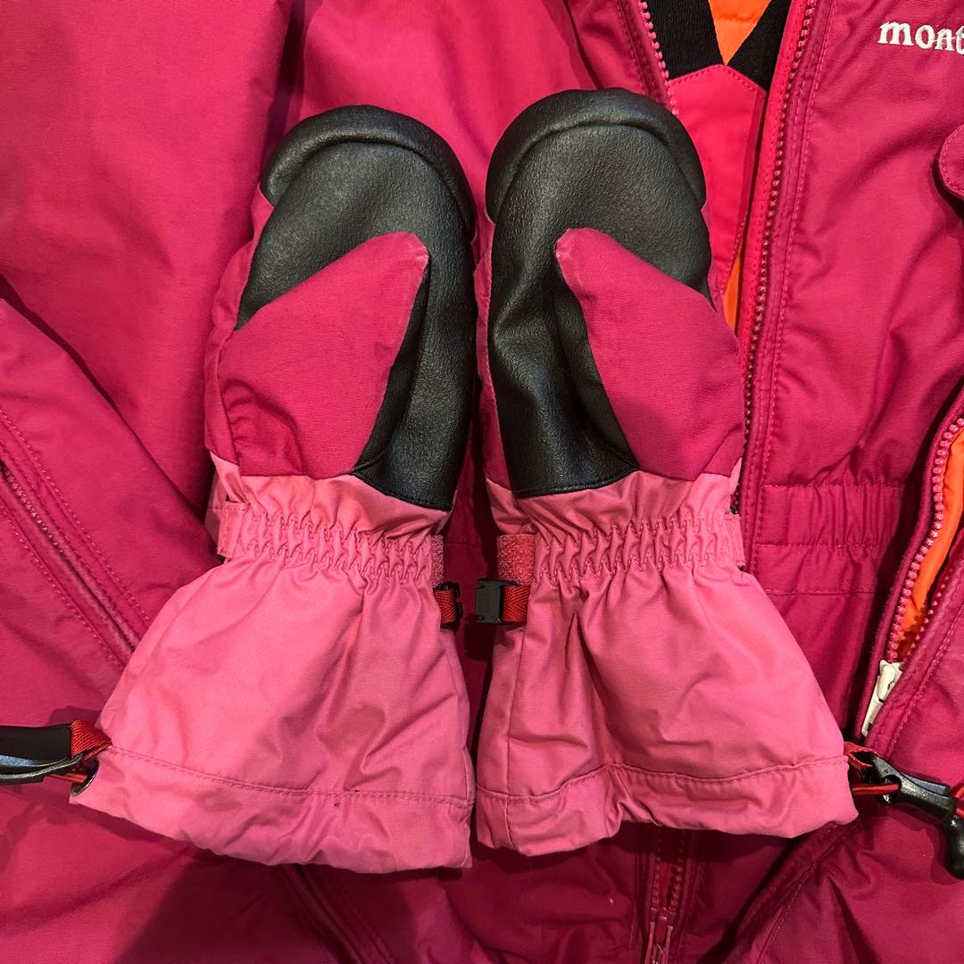 mont-bell 子供用スキーウェア Kids' 100 ピンク　手袋付き
