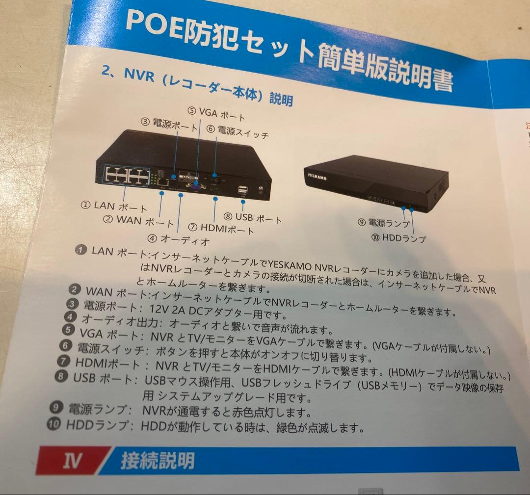 YESKAMO 防犯カメラレコーダー NVR P09-JP3004-2T