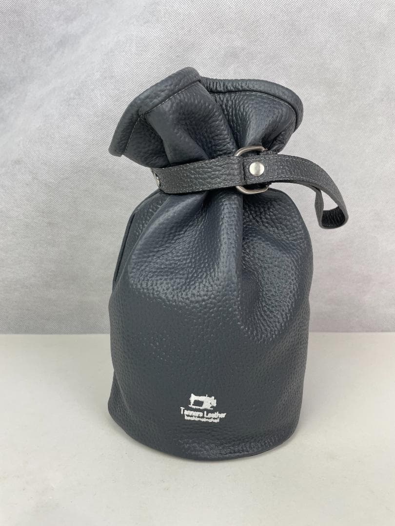 本革巾着バック グレー メンズ 大人レザーHashimoto 匠の技 日本製