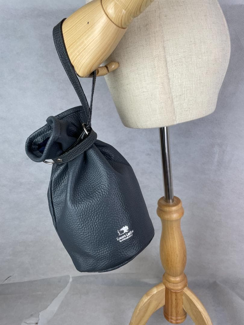 本革巾着バック グレー メンズ 大人レザーHashimoto 匠の技 日本製