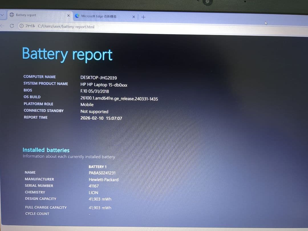 ①HP Laptop 15-db Ryzen 3 メモリ8GB SSD256GB